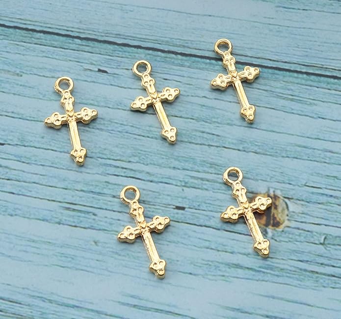 50 Pcs Vintage Crucifix Pendants Beading Charms with Hole Metal Religious Antique Silver Gold Bulk Cross for Jewelry Making Kit DIY Bracelet Necklace Earring Keychain Accessories Supplies