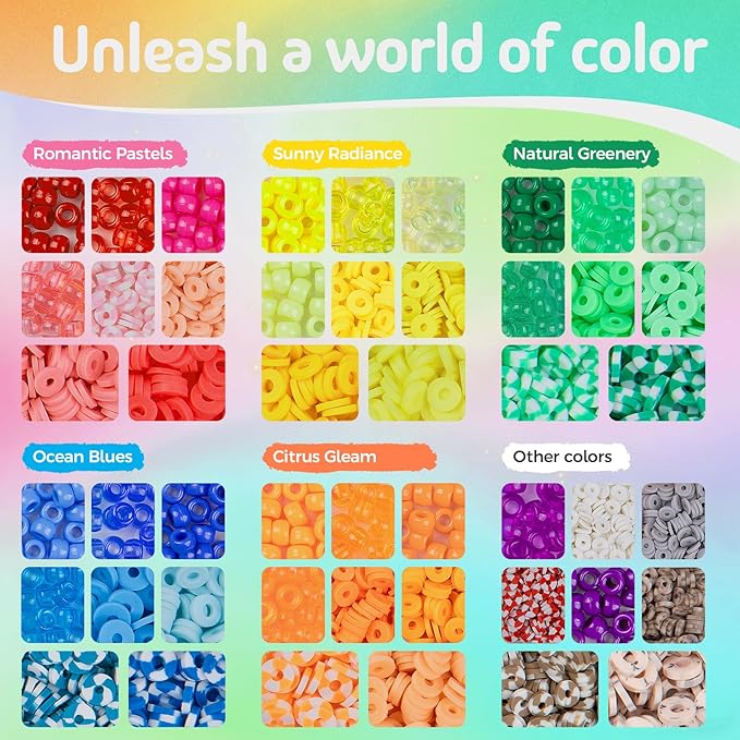 Taybonds Friendship Bracelet Making Kit- 6 Boxes with Clay, Pony, 6 Styles of Letter Beads and Multiple Charms, Jewelry Making Kit Gifts