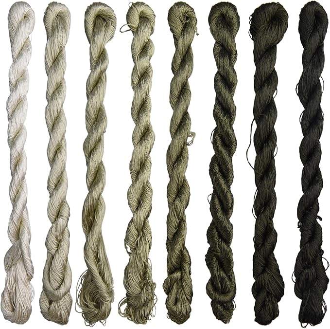 Natural 100% Silk Thread, Handmade Embroidery Thread Silk Floss 8 Colors 110m Each (61)