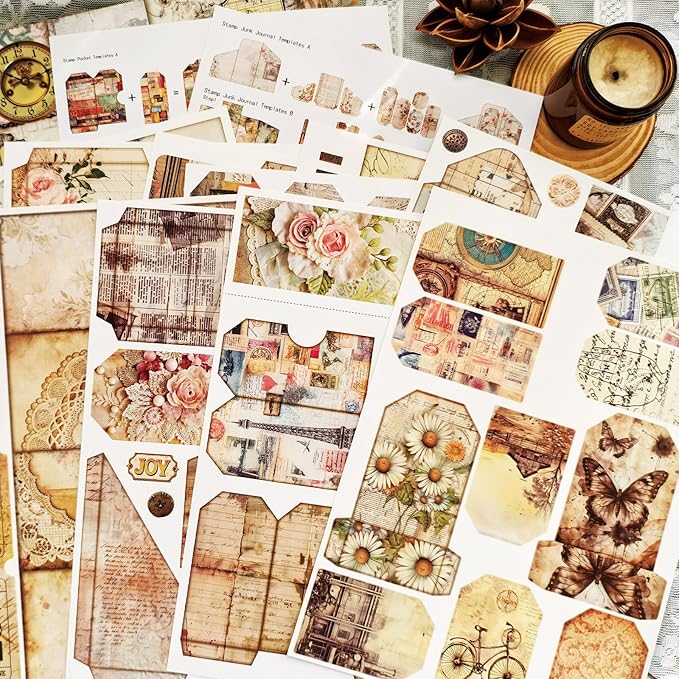 Junk Journal Supplies, Vintage Decorative Scrapbook Supplies for Junk Journal Card Making Picture Art Collage DIY