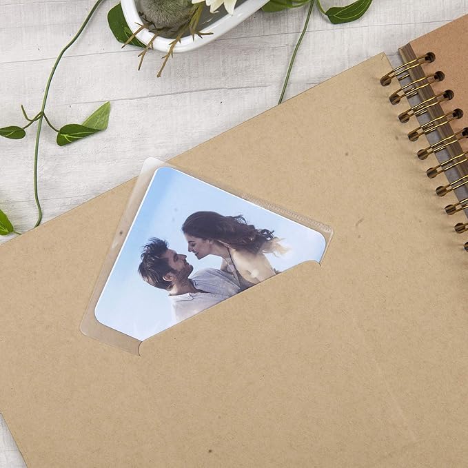 12 x 12 Inch Large DIY Scrapbook Photo Album with Window Design Cover 80 Pages Craft Paper Memory Book for Weeding Anniversary Travel and Baby (Brown)
