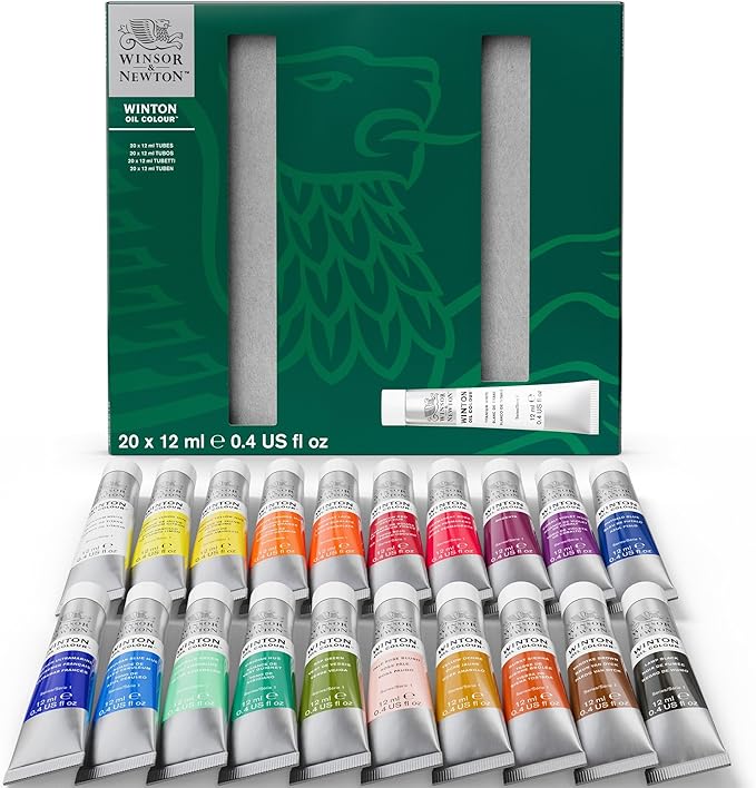Winsor & Newton Winton Oil Color Paint Set, 20 x 12ml (0.4-oz) Tubes