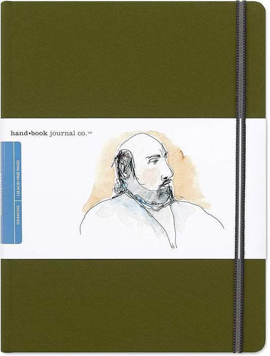 Travelogue Drawing Book, Grand Portrait 10-1/2 x 8-1/4, Cadmium Green Artist Journal