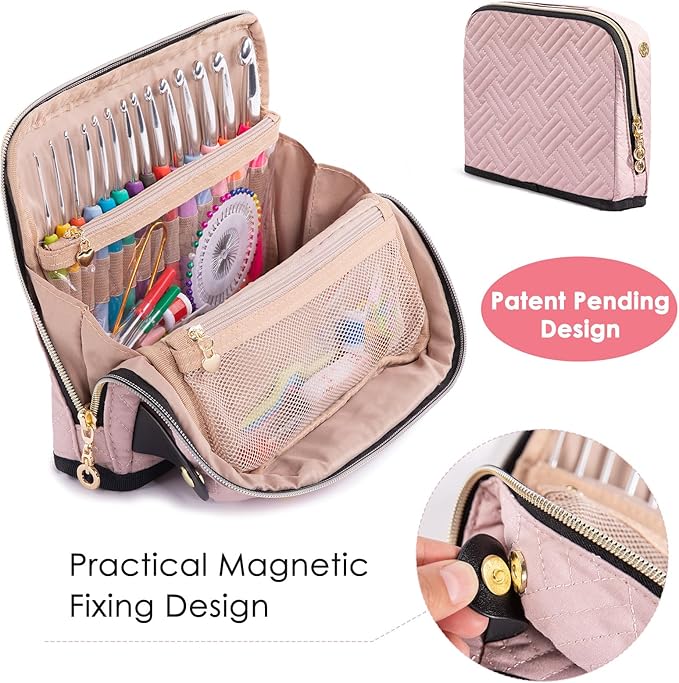 MYBAGZING Empty Crochet Hook Case - Crochet Hook Organizer Case Stand Up (Upgraded) -Corchet Organizer - Crochet Hook Holder for Knitting & Crochet Supplies, Crochet Needles, Crochet Accessories