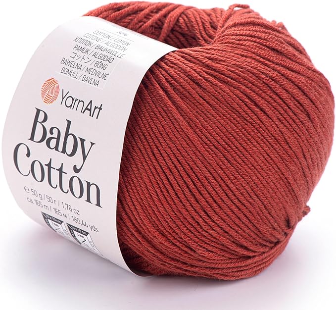 YarnArt Baby Cotton Yarn - Soft Knitting Yarn for Baby & Summer, 50% Cotton 50% Acrylic, 1.76 Oz, 180.44 Yds, Ideal for Amigurumi & Crochet Projects (1, 429)