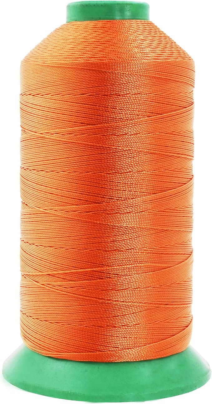 Mandala Crafts Size 138 420D T135 Bonded Nylon Thread - Orange 1250 YDs Tex 135 Heavy Duty Sewing Threads for Leather, Jeans, Weaving, Outdoor Marine Upholstery
