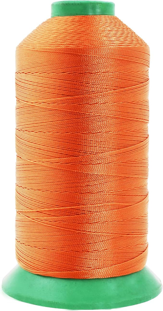 Mandala Crafts Size 138 420D T135 Bonded Nylon Thread - Orange 1250 YDs Tex 135 Heavy Duty Sewing Threads for Leather, Jeans, Weaving, Outdoor Marine Upholstery