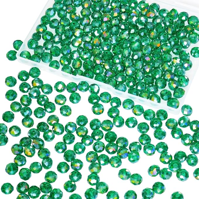 laopottbeads 220pcs 10mm crystal glass beads for jewelry making beads for bracelets necklace pendants making supplies(malachite green)