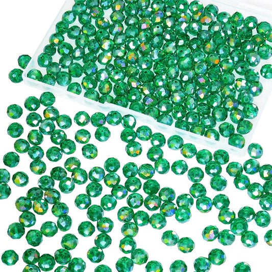 laopottbeads 220pcs 10mm crystal glass beads for jewelry making beads for bracelets necklace pendants making supplies(malachite green)