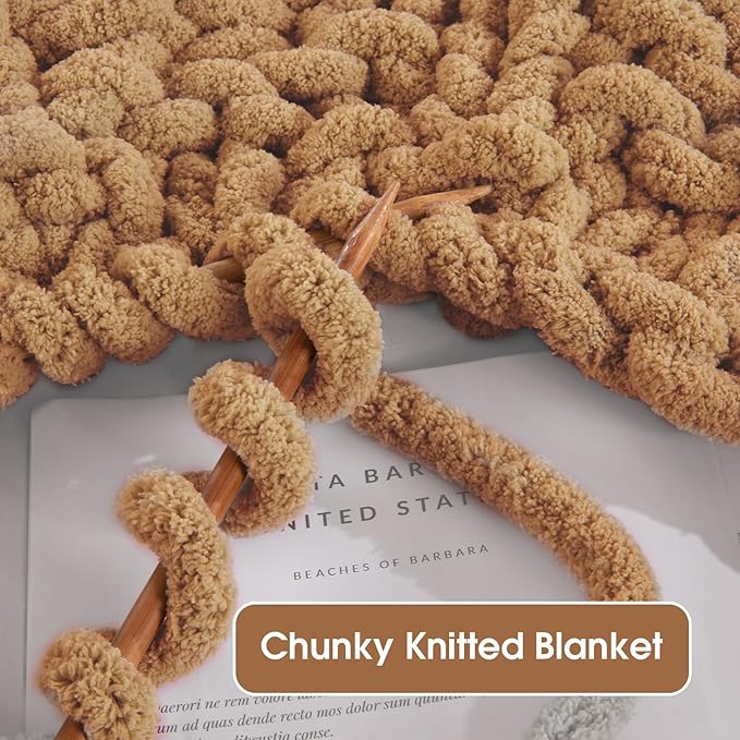 MABOZOO Assorted Chunky Yarn for Crocheting 8 Pack,Fluffy Jumbo Chenille Yarn,Soft Plush Yarn Bulky,Giant Thick Fuzzy Yarn for Hand or Arm Knitting,Khaki & Coffee(31.7 yds,8 oz Each Skein)