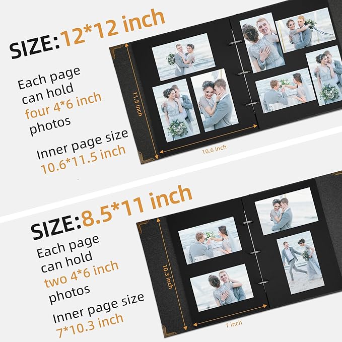 Vienrose DIY Scrapbook Photo Album Kit with Pens Tapes and Stickers 60 Pages Hardcover 8.5x11 Inches 3 Rings Removable Black Paper Scrapbooking Gift for Lover Friends Kids Wedding Valentine's Pink