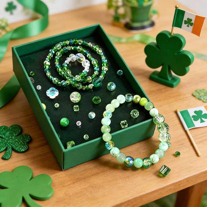636pcs st. patrick's day glass beads for jewelry making - green crystal beads sparkly faceted beads hole drilled diy for st. patrick's day bracelets craft earrings bracelet necklace jewelry making
