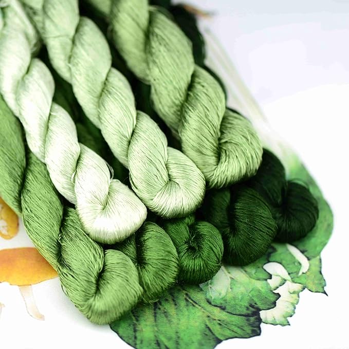 Natural 100% Silk Thread, Handmade Embroidery Thread Silk Floss 8 Colors 110m Each (45)