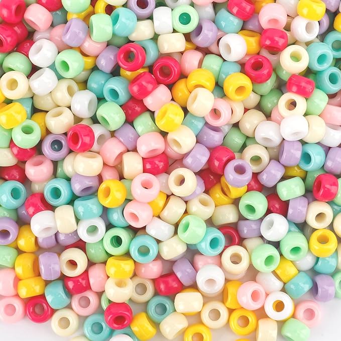 pony beads bulk 1100 pcs, beads for jewelry making, bead for bracelets making hair bead for bracelet plastic (marcaron)
