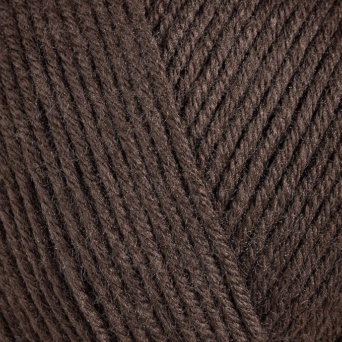 Estako Happy Cotton, 60% Cotton 40% Acrylic Yarn, Soft, Fine/Sport (2) for Crochet and Knitting 1.76 Oz (50g) / 180 Yrds (165m) (4410 - Brown)