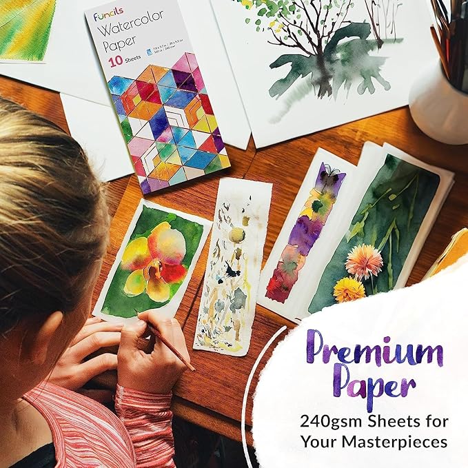 Watercolor Paint Set - 50 Travel Watercolors Set - Water Colors Paint for Adult, Beginners, Professional Artists | Watercolor Palette with Paper, Brush, Pen | Art Supplies for Adults