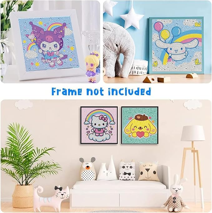 YSUNETER Diamond Painting Kits for Kids Beginner - 4 Pack DIY 5D Full Drill Diamond Art Kits for Children, Cute Animals Round Crystal Rhinestone Gem Art Crafts Home Wall Art Decor 5.9 x 5.9 Inches