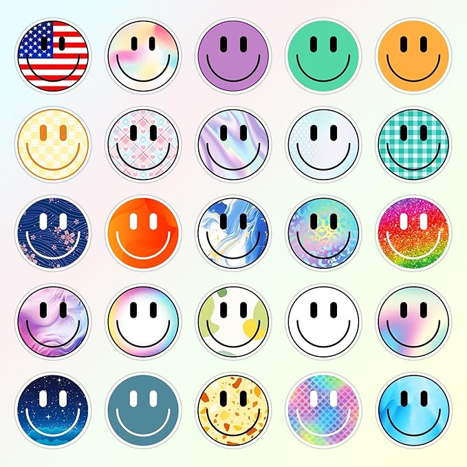 wercokt 100pcs smiling stickers, cute water bottle stickers for kids, for teaching rewards, notebooks, stationery, luggage, cartoon pvc sticker
