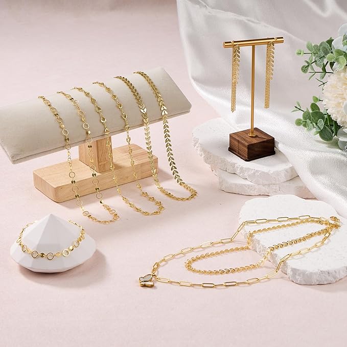 KYUNHOO 5 Meters Gold Plated Jewelry Making Chains Hollow Circle Chain Sequin Chain for Jewelry Making 18K Gold Chain Bulk for Handcraft Making with Jewelry Clasps