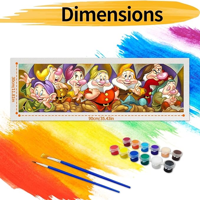 JYLMOOD Paint by Number for Adult Kits, DIY Cartoon Acrylic Oil Painting Kits for Adults Beginners for Home Wall Decor Gifts 11.8x35.4 Inch (No Frame)