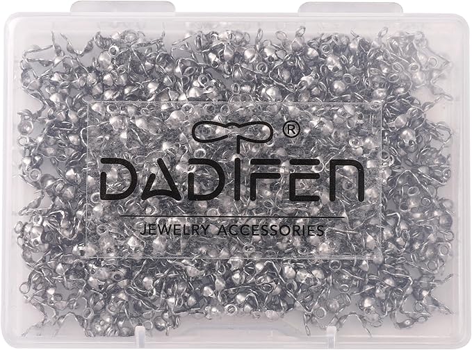 304 Stainless Steel End Caps 2.5x5mm 600pcs Knot Covers for Jewelry DIY Making and Repairing