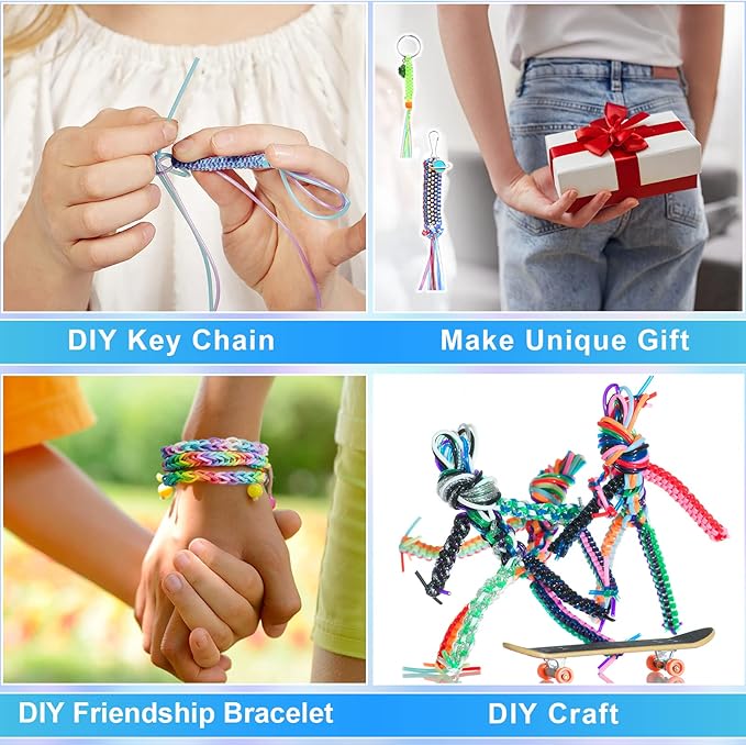 Karsspor Glitter/Laser/Normal Lanyard String Kit - 24 Rolls Gimp String, Plastic Lacing for DIY Bracelets, Key Chains, Pony Beads and Lanyards (788 Feet)