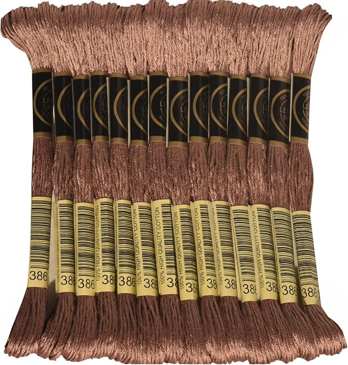 LE PAON Embroidery Floss, 14-Pack Six Strands 100% Long Staple Cotton Embroidery Thread, 8.7-Yard，Color Number：3861, Light Cocoa
