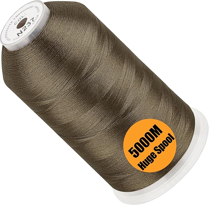New brothread - Single Huge Spool 5000M Each Polyester Embroidery Machine Thread 40WT for Commercial and Domestic Machines - Umber(Janome Color)