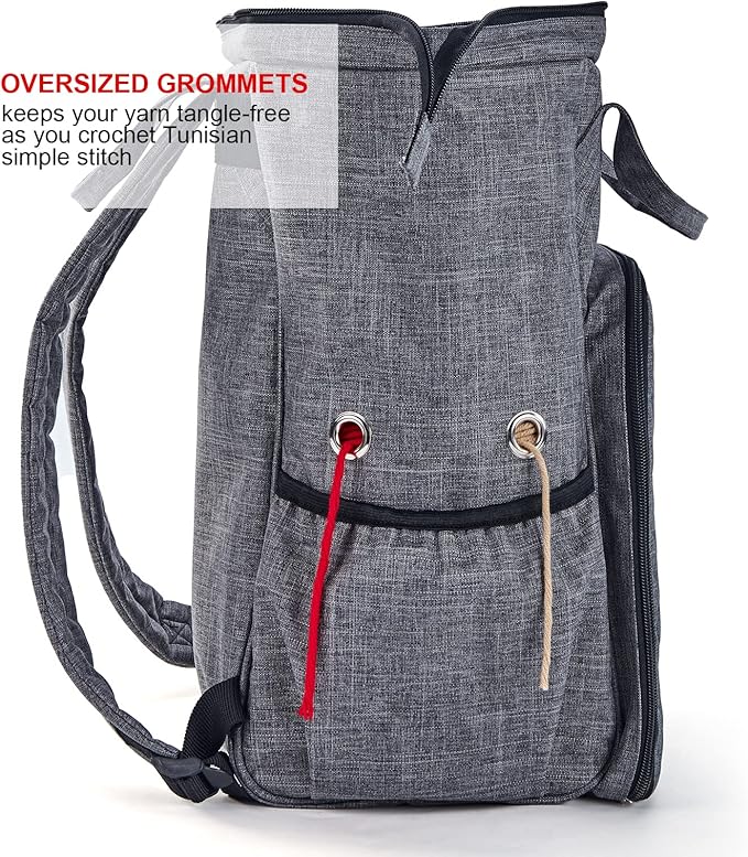 HOMEST Crochet Bag Organizer, Large Capacity Yarn Storage, Knitting Bag for Carrying Projects, Crocheting Hooks, Suppliers, Needles and Accessories, Grey