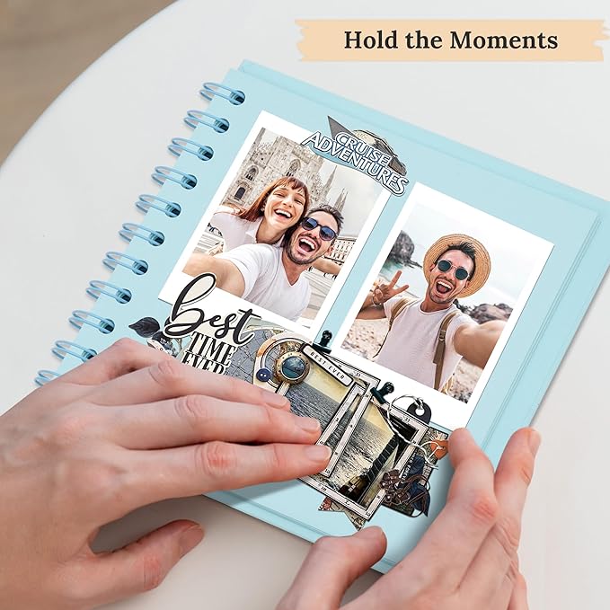 Polaroid Scrapbook Photo Album, 6.3"x6.3" DIY Scrapbook Album Hardcover Kraft Paper with 20 Sheets 40 Pages, Stylish Memory Book for Wedding, Anniervsary, Family, Travel, LightBlue