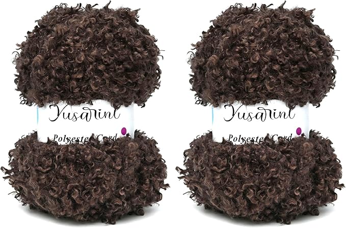 (32 Colors Available) Yusarinl 2 Skeins Teddy Bear Yarn,Fuzzy Yarn for Crochet Polyester Plush Fur for Crafts Fluffy Fuzzy for Knitting(6.7 oz, 80 yds)-Coffee