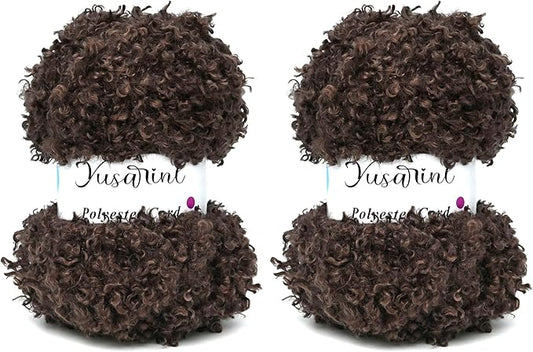 (32 Colors Available) Yusarinl 2 Skeins Teddy Bear Yarn,Fuzzy Yarn for Crochet Polyester Plush Fur for Crafts Fluffy Fuzzy for Knitting(6.7 oz, 80 yds)-Coffee
