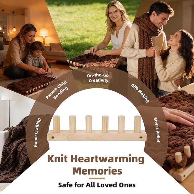 48" Chunky Blanket Loom, Chunky Knitting Blanket Loom Adjustable for Beginners, No Needles Required for Throw Blankets, Scarves & Home Decor Gifts