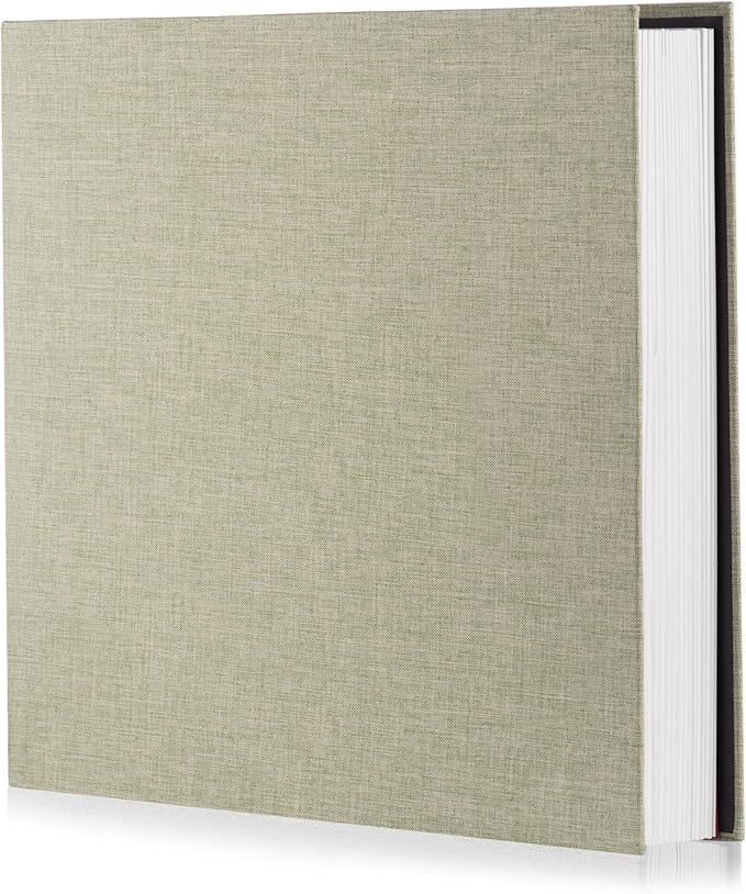 Grass Green Photo Album Self Adhesive Scrapbook Album for 4×6 Photos/Pictures DIY Linen Cover Album 15 Sheets/30 Blank Pages for Family Wedding, Birthday, Christmas, Anniversary