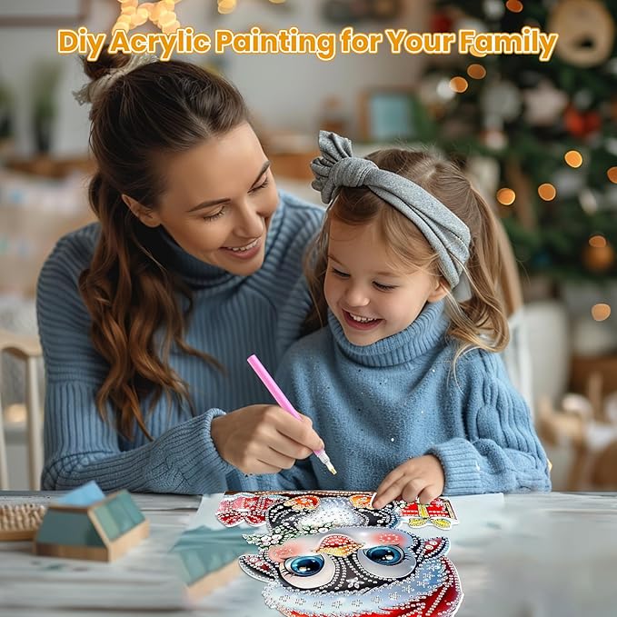 MOGTAA Christmas Diamond Art Hanging Kits for Adults Kids, Penguin Diamond Art Suncatchers, 5D Special Shape Winter Diamond Painting Window Pendant Kit for Home Garden Wall Decor