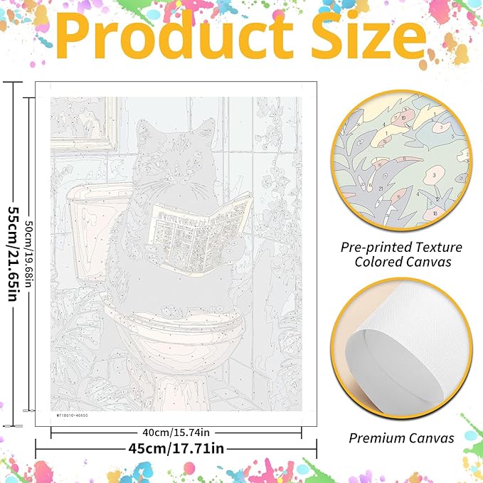 Paint by Numbers for Adult,Cat Paint by Numbers Kit for Adults Beginners, DIY Acrylic Painting on Canvas for Home Wall Art Decor(16x20Inch