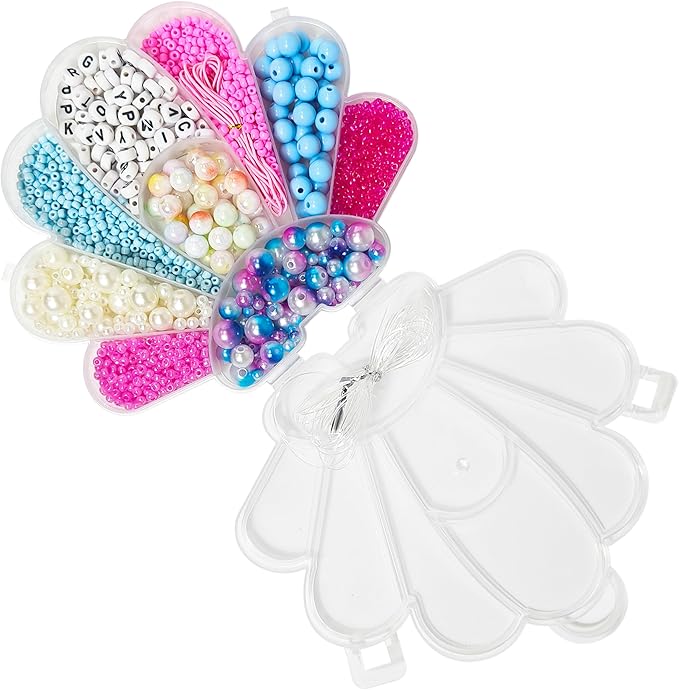luv her beading kits - necklace making kit & diy friendship bracelet kit for girls - includes 60x 6mm verbiage, 8mm pearl beads & more - jewelry making craft kit for kids ages 6+