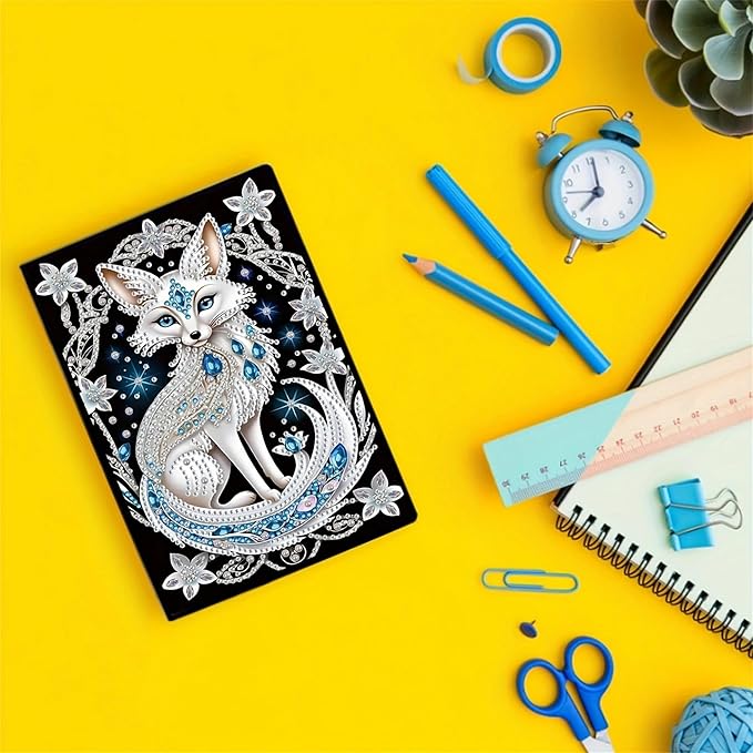 Fox Diamonds Painting Notebook for Adults, A5 Diamond Art Journal and DIY Sketchbook, Diamond Art Kit Supplies,Gift for Beginners, Craft Lovers, Artists. (Fox)