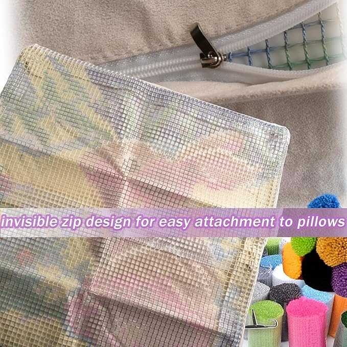 Black Cat Face Latch Hook Kits Pillow DIY Rug Crochet Hook Cushion Making Kits Printed Pattern Canvas Crochet Needlework Hooking Pillow Cover Easy to Starter DIY Kits 43x43cm