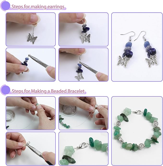 LAIDANLA Jewelry Making Supplies Kit for Adults 1612 Pcs Irregular Natural Stone Gemstone Chip Beads Jewelry Making Kits for Women 20 Colors Jewlery Kit for Craft DIY Bracelet Earring Ring Gifts