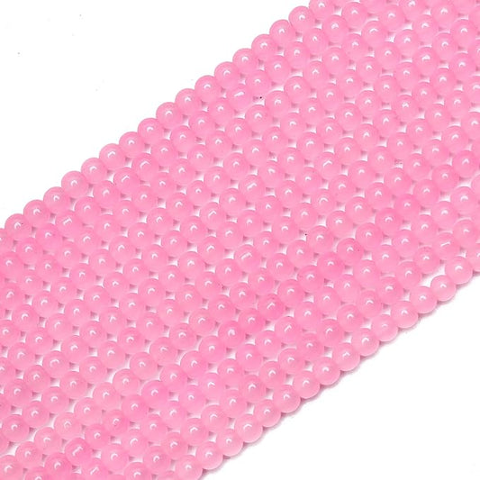 400PCs 4mm Light Pink Jade Glass Beads Bulk, Round Smooth Hole Glass Crystal Beads for Jewelry Making, DIY Bracelets, Necklaces, Bag Charms, Keychains and Craft Projects