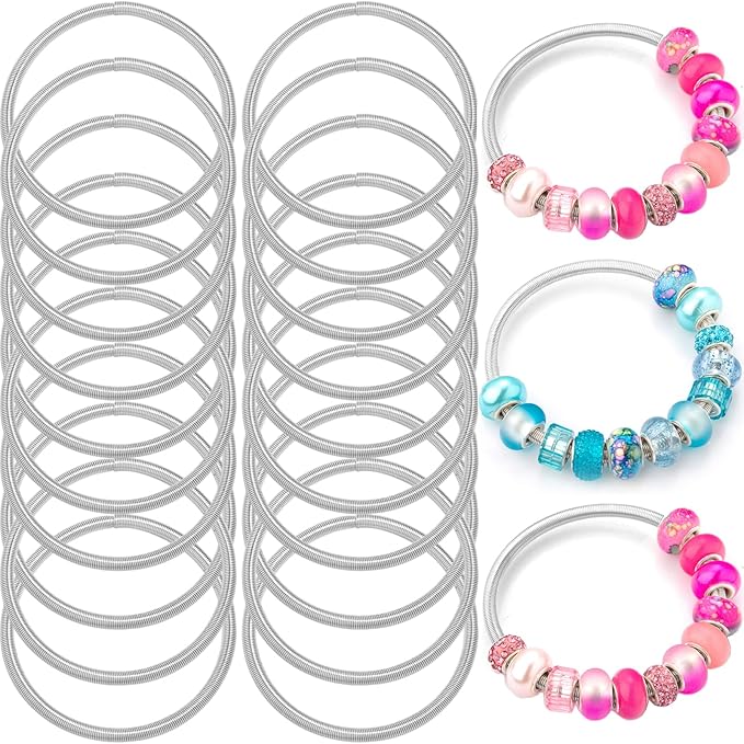 20 Pieces Snake Charm Bracelet, 4mm Expandable Charm Bangle Bracelets Silver Adjustable Friendship Snake Bracelet Chain DIY Charm Bracelet for Women Jewelry Christmas Birthday Gifts