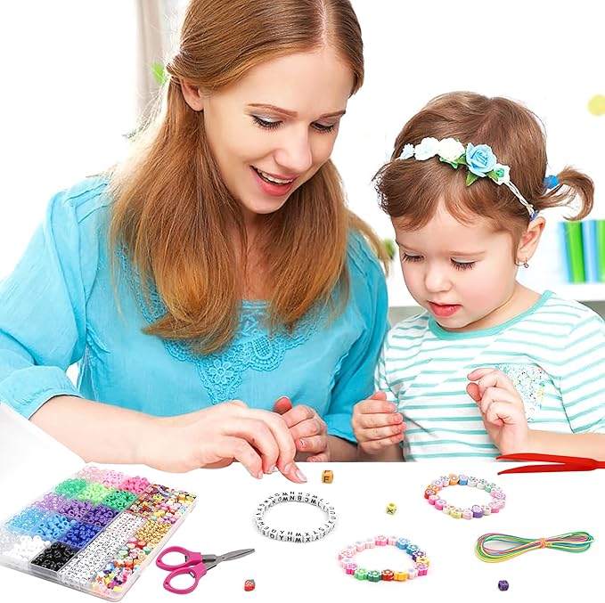 GMMA Colorful Plastic Pony Beads Shapes for Friendship Bracelets Multi-Colored Letter Polymer Clay Beads for Jewelry Making Hair Braiding DIY Bracelet Necklace Party Decorate