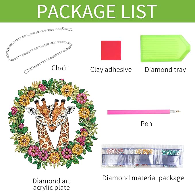 Wergund 5D DIY Giraffe Diamond Art Hanging Kits, Hanging Diamond Art Animal, Acrylic Special Shaped Rhinestone, Window Hanging Pendants for Home Wall Garden Front Door Outdoor Decor Gift(Giraffe)