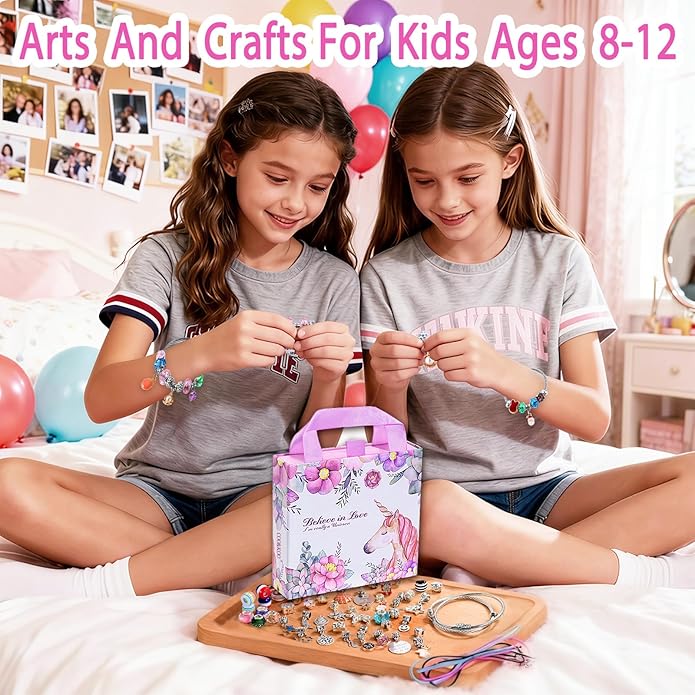 COO&KOO Girls Charm Bracelet Making Kit: Crafts for Girl 8-12 A Perfect Gifts Unicorn Toy Girls for Ages 6 7 8 9 10 Girl Jewelry Making Kit That Imagination Self-Expression and Inspires Creativity