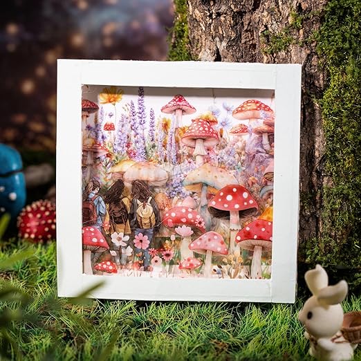 6 Rolls Whimsical Mushroom Forest PET Tape Set, Cottagecore Botanical Stickers for Journaling, Scrapbooking, DIY Crafts Supplies, 1.57"x78.7"