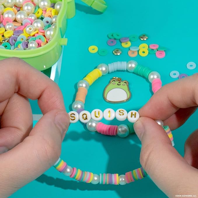 Original Squishmallows Wendy The Frog Bracelet Kit, Makes 3 Accessories, Fun Beads and Charms, Bonus Keychain, Friendship Jewelry Making Set, Gifts for Girls, Craft Kits, Arts and Crafts for Kids