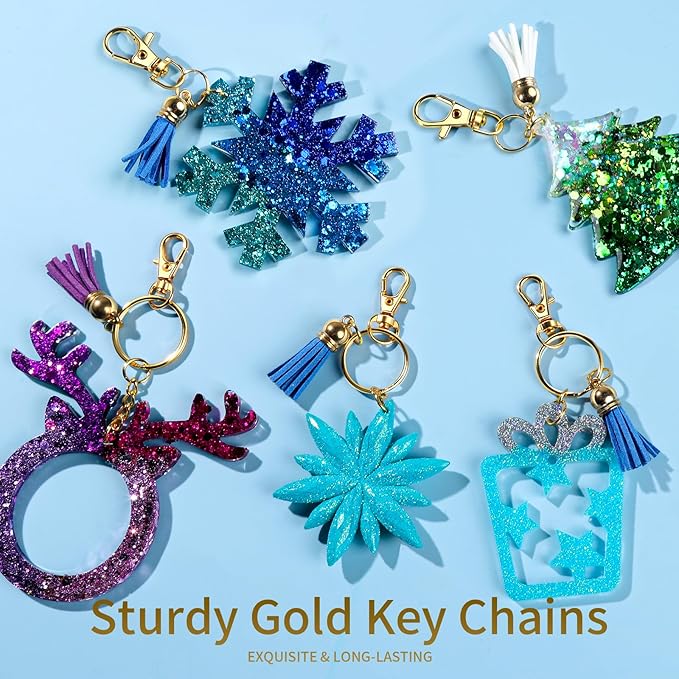 LEOBRO 60 PCS Lobster Claw Clasps and Key Rings, Keychain Clips and Key Chain Rings, Keychain Making Kit, for Key Chains, Jewelry Making, Crafts, Gold & Silver