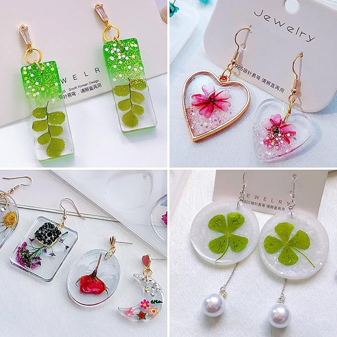 RESIN GO Resin Jewelry Molds, 128 Pcs Multiple UV Resin Earring Mold with Holes, Basic Epoxy Keychain Kits Bundle Complete Set, Necklace Pendant Moldes para Resina Epoxica for Female