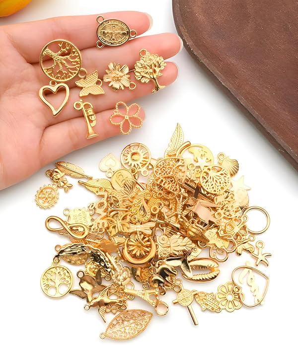 100 Pieces Jewelry Making Charms Pendants for Bracelet Bulk lot Necklace Earrings Keychain Charms Beads DIY Kit Trendy Craft
